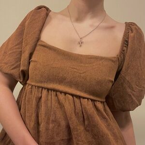 Corduroy Puff Sleeve Dress